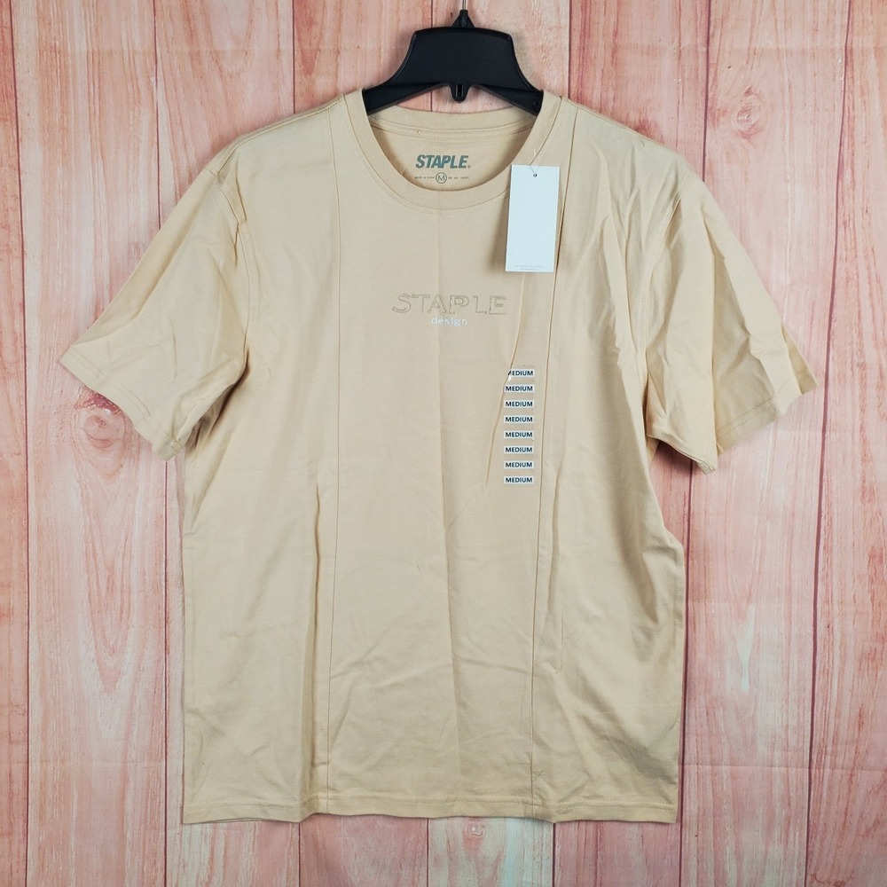 Staple Pigeon T‎ Shirt Mens Medium Khaki Cotton Embroidered Logo Street Wear